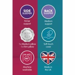 Slumberdown 2 Pack Made For You Two Medium & Firm Support Pillows For Unisex -Moda in Pelle Store unnamed file 611